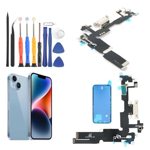 for iPhone 14 Plus Charging Port for iPhone 14 Plus Dock Connector Replacement USB Charger Board Flex Cable Assembly Accessories with Repair Tools(White) in Saudi Arabia