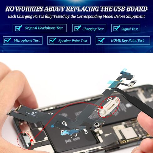 for iPhone 14 Plus Charging Port for iPhone 14 Plus Dock Connector Replacement USB Charger Board Flex Cable Assembly Accessories with Repair Tools(White) in Saudi Arabia