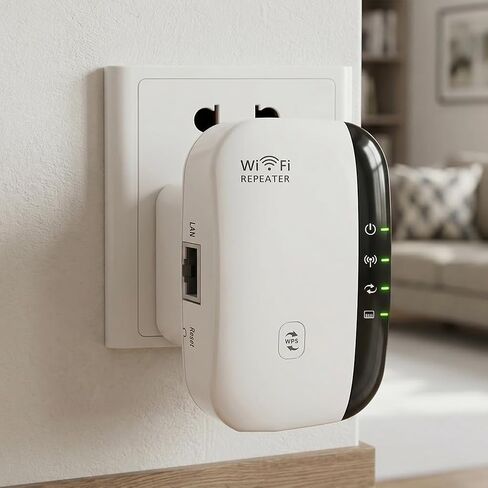 1pcs WiFi Extender, WiFi Extenders Signal Booster Covers Up to 1200 sq.ft and 30 Devices, Wireless Internet Repeater Booster with Ethernet Ports, WPS Setup - US,White in Saudi Arabia