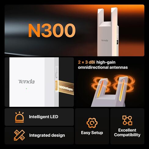 Tenda WiFi Extender N300, WiFi Extender Signal Booster, with Ethernet Port, Up to 800 Sq. Ft.,Single Band WiFi Booster, Repeater Mode&AP Mode,Easy Setup,2.4GHz only(A9V4.0) in Saudi Arabia
