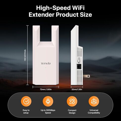 Tenda WiFi Extender N300, WiFi Extender Signal Booster, with Ethernet Port, Up to 800 Sq. Ft.,Single Band WiFi Booster, Repeater Mode&AP Mode,Easy Setup,2.4GHz only(A9V4.0) in Saudi Arabia