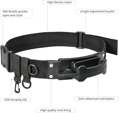 3rd Hand Rod Holder - Adjustable Belt Fishing Rod Holder for Fly Fishing Bank Fishing Belt Wading Accessories in Saudi Arabia
