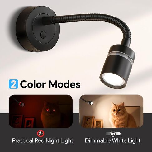 acegoo 12V LED Reading Light, RV Dimmable Reading Lamp with 20W USB-C Charger Red Nightlight & Steel Flexible Neck Light for Boat Camper Van Trailer Interior, Surface Mount, 2-Pack (Standard) in Saudi Arabia