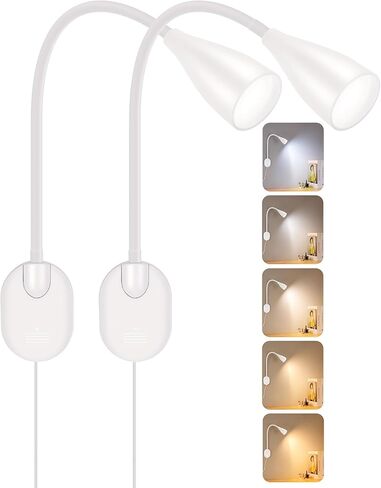 LED Wall Mounted Bedside Reading Light, 3 Color Modes,10 Brightness Dimmable, USB Charging Port, Adhesive Wall Lamp Night Light for Books in Bed, Flexible Neck Eye-Caring Bedroom Lighting Teal in Saudi Arabia