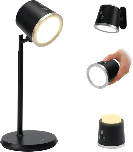 Magnetic Rechargeable LED Desk Lamp, Cordless Dimmable Reading Light with 3 Color Modes, 360° Rotation for Home Office Bedroom Hallway Camping in Saudi Arabia