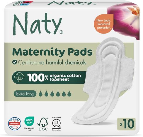 Eco by Naty Maternity Pads for Women - Pregnancy and Postpartum Pads for Maternal Care and Recovery, Absorbent Pads for Leak Protection (10 Count) in Kuwait
