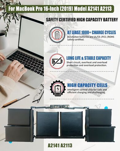 A2141 A2113 Laptop Battery for MacBook Pro 16-inch A2141(2019 Version) EMC 3347-11.36V 99.8Wh/8700mAh in Saudi Arabia