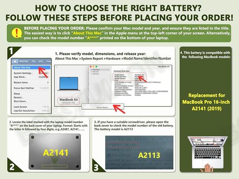 A2141 A2113 Laptop Battery for MacBook Pro 16-inch A2141(2019 Version) EMC 3347-11.36V 99.8Wh/8700mAh in Saudi Arabia