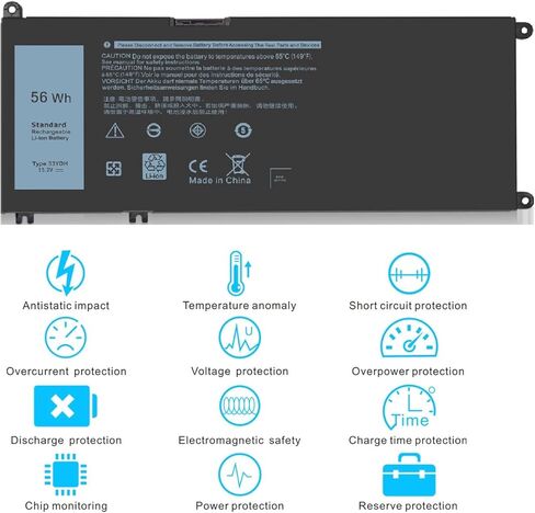 56WH 33YDH استبدال بطارية الكمبيوتر المحمول Dell G3 17 بوصة لجهاز Dell Inspiron 17 7000 7786 7778 7779 7773 15 7577 G3 3579 3779 G7 7588 G5 5587 Latitude 13 3380 14 3490 15 3590 3580 PVHT1 P30E 81PF3 081PF3 جهاز كمبيوتر شخصي. in Kuwait