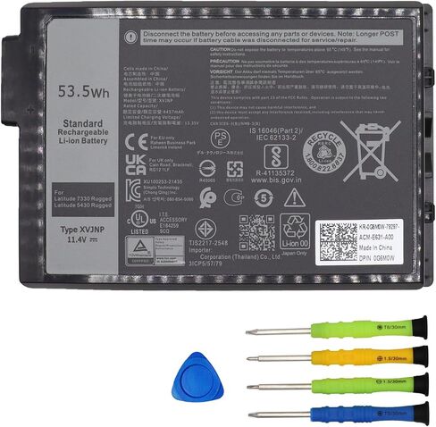 استبدال بطارية XVJNP لجهاز Dell Latitude 5430 7330 Rugged Extreme P148G P148G001 P149G P149G001 سلسلة بطارية الكمبيوتر المحمول 6JRCP M0TN3 KD1CT 451-BCWQ 53.5Wh in Kuwait