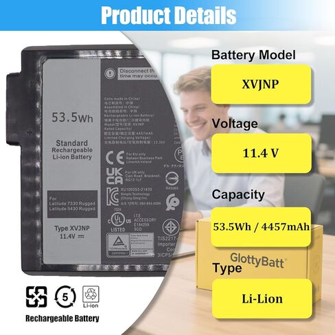 استبدال بطارية XVJNP لجهاز Dell Latitude 5430 7330 Rugged Extreme P148G P148G001 P149G P149G001 سلسلة بطارية الكمبيوتر المحمول 6JRCP M0TN3 KD1CT 451-BCWQ 53.5Wh in Kuwait