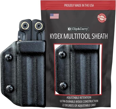 غمد Clip & Carry Kydex Multitool Sheath for LEATHERMAN Wave Alpha - صنع في الولايات المتحدة الأمريكية - غطاء حامل غمد متعدد الأدوات وحزام جيب - أداة متعددة غير متضمنة in Kuwait