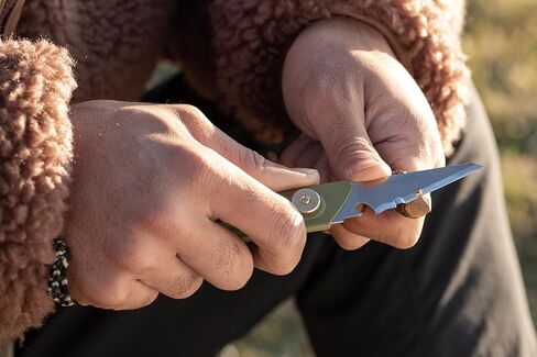 OLFA WORKS OW-UCK-1/SB Camp Knife High Carbon Stainless Steel Blade - Multipurpose Outdoor Knife, Great for Camping Activities - Brass Wheel Lock, Replacement Blade: OWB-UCB-1 (Sand) in Saudi Arabia