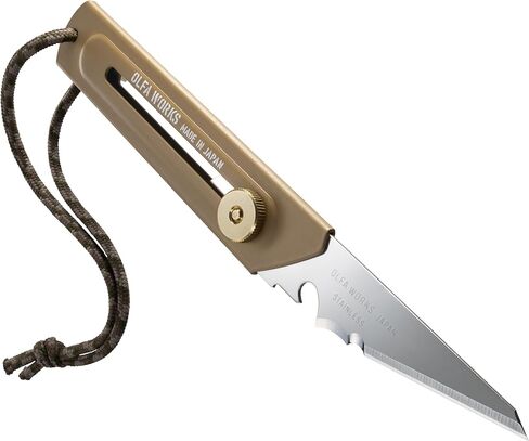 OLFA WORKS OW-UCK-1/SB Camp Knife High Carbon Stainless Steel Blade - Multipurpose Outdoor Knife, Great for Camping Activities - Brass Wheel Lock, Replacement Blade: OWB-UCB-1 (Sand) in Saudi Arabia