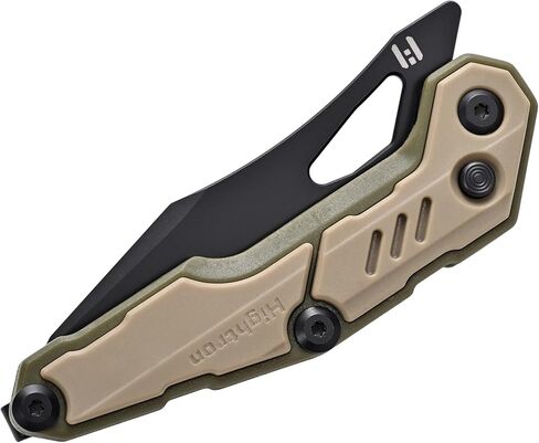 سكين قابل للطي Hightron Spectron M390، مصمم بواسطة NOC Knives، جيب شفرة Sheepsfoot مقاس 3.05 بوصة EDC، زعنفة أمامية، خفيف الوزن 2.61 أونصة، مقبض من ألياف النايلون الكاكي، 2026 هدية للتخييم والصيد والتنزه التكتيكي in Saudi Arabia