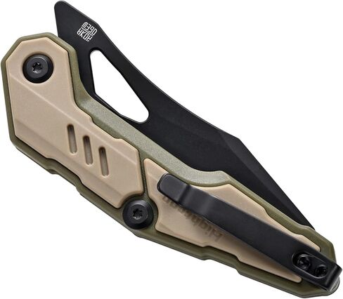 سكين قابل للطي Hightron Spectron M390، مصمم بواسطة NOC Knives، جيب شفرة Sheepsfoot مقاس 3.05 بوصة EDC، زعنفة أمامية، خفيف الوزن 2.61 أونصة، مقبض من ألياف النايلون الكاكي، 2026 هدية للتخييم والصيد والتنزه التكتيكي in Saudi Arabia