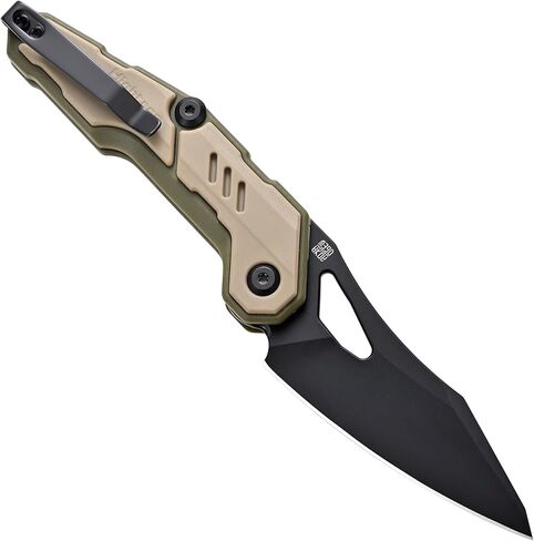 سكين قابل للطي Hightron Spectron M390، مصمم بواسطة NOC Knives، جيب شفرة Sheepsfoot مقاس 3.05 بوصة EDC، زعنفة أمامية، خفيف الوزن 2.61 أونصة، مقبض من ألياف النايلون الكاكي، 2026 هدية للتخييم والصيد والتنزه التكتيكي in Saudi Arabia