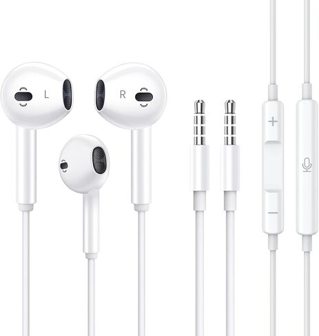 2 Pack Wired Earbuds [Apple MFi Certified] Headphones Earphones with 3.5mm Wired in Ear Headphone Plug (Built-in Microphone & Volume Control) Compatible with iPhone,iPad,iPod,PC,MP3/4,Laptop -White in Saudi Arabia
