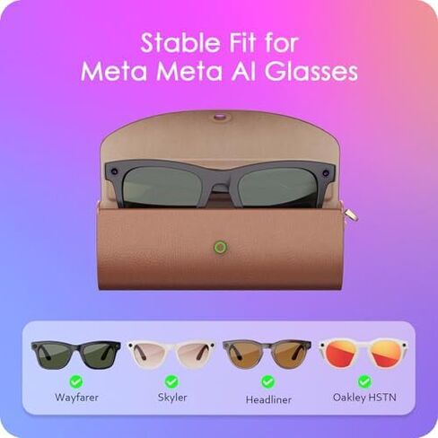 مجموعة شحن لنظارات Meta RayBan - حزمة طاقة ممتدة، علبة شحن 3500 مللي أمبير في الساعة ومحطة شحن ثابتة لنظارات Wayfarer وSkyler وHeadliner وOakley HSTN (كراميل ورمادي فلكي) in Kuwait
