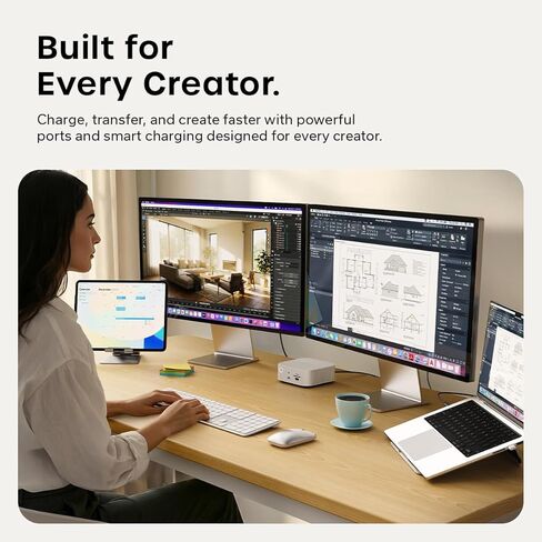 قاعدة إرساء Satechi Thunderbolt 5 CubeDock™، بسرعة 80 جيجابت في الثانية/120 جيجابت في الثانية (متوافقة مع USB4 v2)، حاوية NVMe SSD مدمجة، شحن 140 وات، شاشات متعددة تصل إلى 8K، 2.5 جيجابت في الثانية، USB-C/A بسرعة 10 جيجابت في الثانية، تبريد نشط، فضي in Kuwait