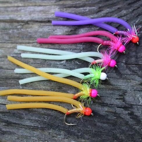 120pcs Soft Worm Body Squirmy Wormy Fly Tying Material San Juan Worm Earthworm Lure Baits Body for Trout Flies 2 Colors, Each Color 60pcs in Saudi Arabia