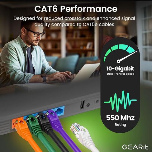 GEARit 100-Pack Cat6 Patch Cable 1 Foot Cat 6 Ethernet Cable Snagless Flexible Soft Tab - Premium Series - Orange in Saudi Arabia