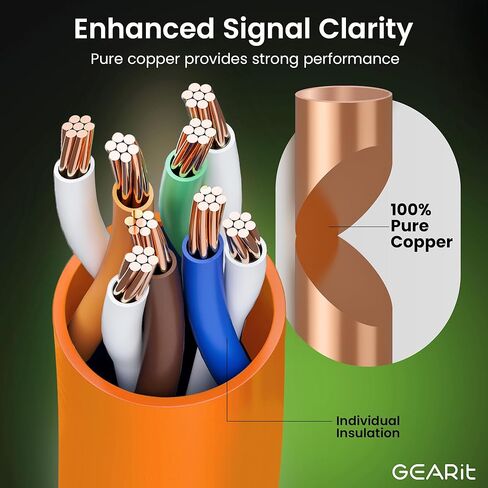 GEARit 100-Pack Cat6 Patch Cable 1 Foot Cat 6 Ethernet Cable Snagless Flexible Soft Tab - Premium Series - Orange in Saudi Arabia