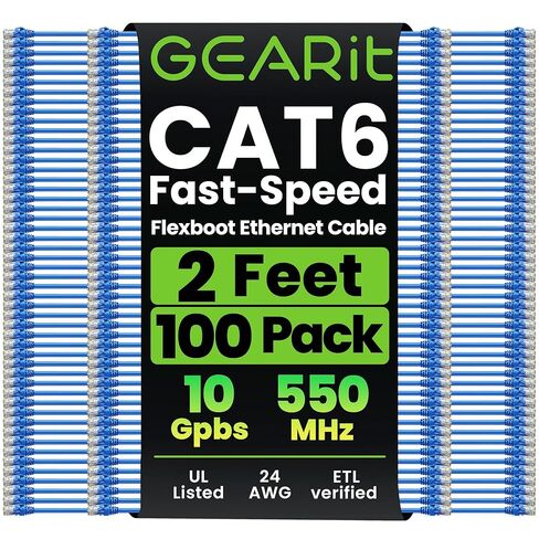 GEARit 100-Pack Cat6 Patch Cable 1 Foot Cat 6 Ethernet Cable Snagless Flexible Soft Tab - Premium Series - Orange in Saudi Arabia