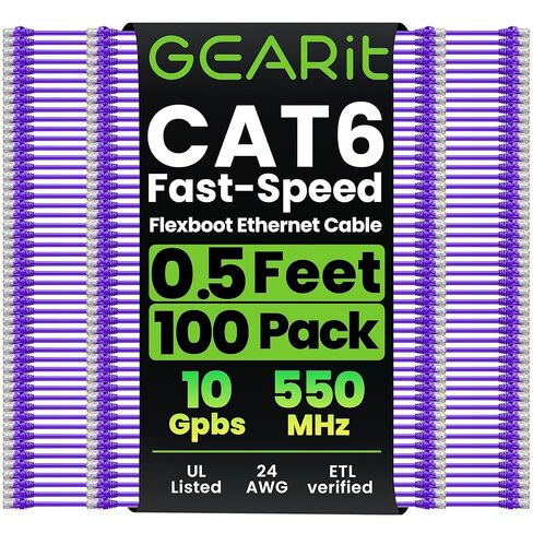 GEARit 100-Pack Cat6 Patch Cable 1 Foot Cat 6 Ethernet Cable Snagless Flexible Soft Tab - Premium Series - Orange in Saudi Arabia