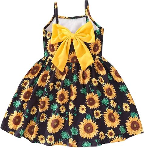 Toddler Summer Dress Dinosaur Spaghetti Strap Backless Sundress Baby Girl Bowknot Birthday Beach Dress in Saudi Arabia