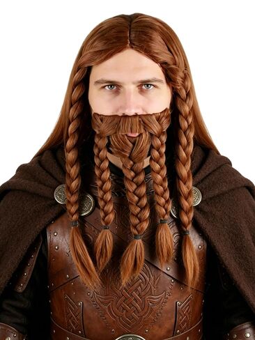 Topcosplay Men's Wigs with Beard Dark Brown Halloween Costume Cosplay Wigs in Saudi Arabia