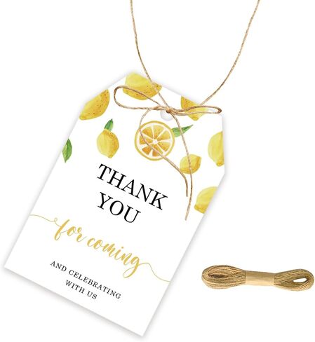 50pcs Lemon Thank You Tags, Lemon Gift Tag with String for Bridal Shower Party, Sweet Fruit Thank You Paper Tags for Wedding/Lemon Birthday Party Favors in Saudi Arabia