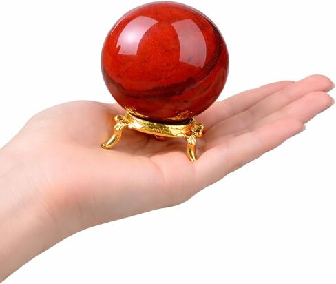 Crocon Golden Pyrite Stone Ball with Metal Stand Gemstone Ball Healing Stone Sphere Sculpture Figurine for Fengshui Divination Home Decoration Photography Crystal Sphere Size: 40-50mm in Saudi Arabia