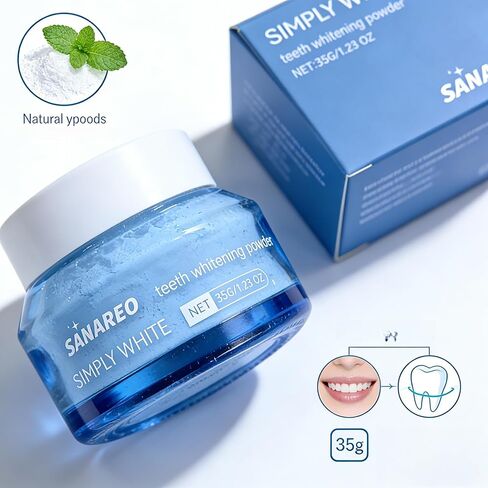 Hydroxyapatite Teeth Whitening Powder - Gentle Whitening Formula with Pap No Sensitivity Toothpaste, Enamel Safe Powder for Removing Coffee, Tea, Food, Wine Stains(1PC/1.23 oz) in Saudi Arabia