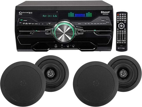 Technical Pro Professional 4000w Receiver/Amplifier/DVD Player Bluetooth/USB/FM Bundle with Pair Rockville HC55 Black 5.25" 300 Watt in-Ceiling Home Theater Speakers 8 Ohm in Saudi Arabia