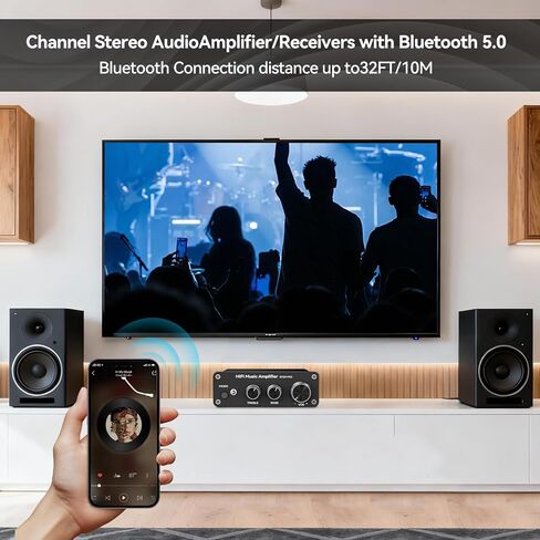 BT20A Pro Stereo Amplifier, 300W x2 Mini Class D Amp Receiver, 2 Channel Home Audio Component Amplifiers for Passive Speakers, for Indoor/Outdoor/Garage/Ceiling/Bookshelf Speaker in Saudi Arabia