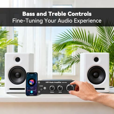 BT20A Pro Stereo Amplifier, 300W x2 Mini Class D Amp Receiver, 2 Channel Home Audio Component Amplifiers for Passive Speakers, for Indoor/Outdoor/Garage/Ceiling/Bookshelf Speaker in Saudi Arabia
