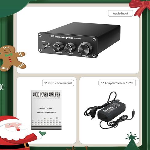 BT20A Pro Stereo Amplifier, 300W x2 Mini Class D Amp Receiver, 2 Channel Home Audio Component Amplifiers for Passive Speakers, for Indoor/Outdoor/Garage/Ceiling/Bookshelf Speaker in Saudi Arabia
