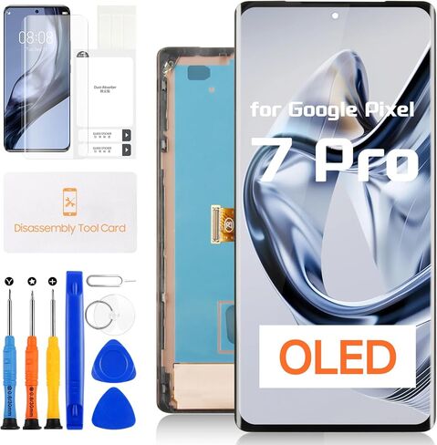 OLED لشاشة Google Pixel 7 Pro البديلة لشاشة Google Pixel 7 Pro LCD GP4BC GE2AE محول رقمي لشاشة تعمل باللمس زجاج كامل مع أدوات (أسود مع إطار، يدعم بصمة الإصبع) in Saudi Arabia