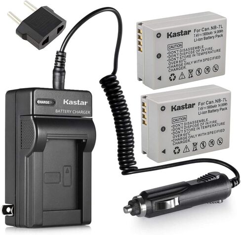 بطارية Kastar عبوتان + شاحن بديل لكاميرات NB-7L وCB-2LZE وPowerShot G10 وPowerShot G11 وPowerShot G12 وPowerShot SX30 in Saudi Arabia