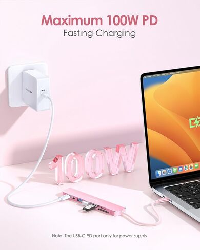 موزع LENTION 8 في 1 USB-C مع HDMI 4K 60 هرتز، توصيل طاقة 100 وات، بيانات USB C بسرعة 5 جيجابت في الثانية، 3 منافذ USB 3.0 وmicroSD وقارئ بطاقات SD لأجهزة MacBook Pro 2025-2016، Mac Air/Surface الجديد، المزيد (CB-CE18s، ذهبي وردي) in Saudi Arabia
