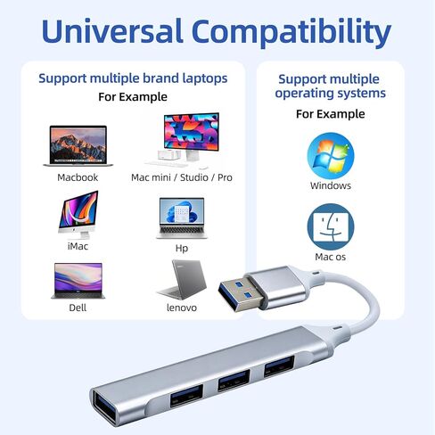 USB Extender Hub 4 Ports, USB Multiple Adapter Hub, USB A Splitter for Laptop, Xbox, Flash Drive, HDD, Console, Printer, Camera, Keyborad, Mouse and More in Saudi Arabia