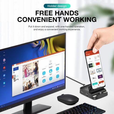 قاعدة إرساء GKI 7 في 1 USB-C مع HDMI 4K، ومحول من الهاتف إلى التلفزيون، ومحور متعدد المنافذ لهواتف Samsung DeX، وهواتف Android، ووضع DP Alt in Kuwait