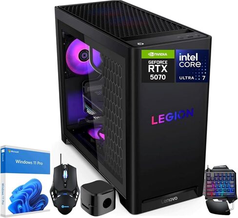 كمبيوتر مكتبي للألعاب Lenovo Legion Tower 5i 2026 AI، معالج Intel Ultra 7 265F، NVIDIA RTX 5070 12GB GDDR7، 32 جيجابايت DDR5، 2 تيرابايت SSD، Windows 11 Pro، مجموعة GamePass للكمبيوتر الشخصي لمدة 3 أشهر، مجموعة سماعات الألعاب in Saudi Arabia