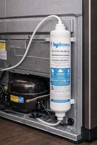 فلتر مياه مضمن من HYDROVOS للثلاجة، صانع الثلج، نظام التناضح العكسي، توصيل سريع 1/4 بوصة، فلتر مياه كربون 10 بوصة يقلل من طعم الكلور والرائحة لمياه الشرب، استخدام مياه RV in Kuwait