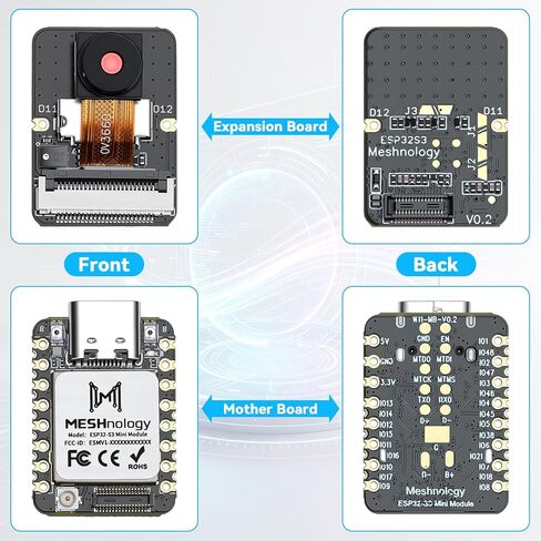 W11 ESP32S3 Mini Module Sense Kit ESP32 OV3660 Cam معالج ثنائي النواة، فلاش 16 ميجابايت 8 ميجابايت PSRAM متعدد الوظائف GPIO Pins واجهة غنية مستشعر درجة الحرارة على اللوحة، للمنازل الذكية، IoT إلخ in Kuwait