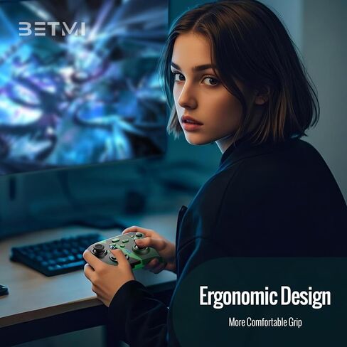 BETMI for Wireless Xbox Controller with Macro Programmable/Turbo/Remappable/Dual Vibration/with Adapter, 2.4GHz Gamepad Compatible with Xbox One, Xbox Series X/S, PC (Green) in Saudi Arabia