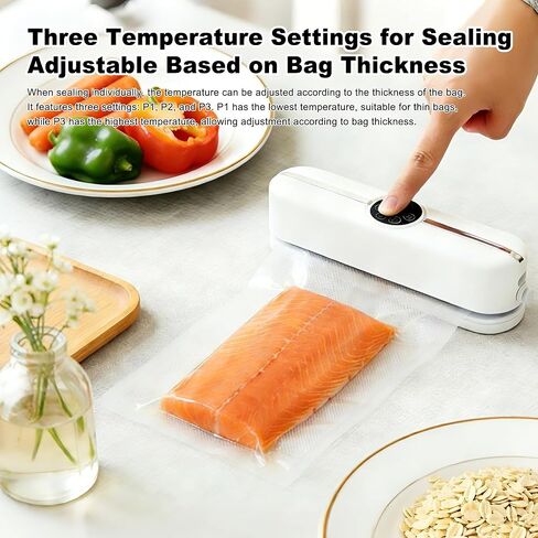 3-in-1 Handheld Vacuum Sealer Machine for Bags & Jars, Food Grade Vacuum Sealer with 10 Food-Safe Bags, Also Suitable for Inflating Swim Rings and Balls(White) in Saudi Arabia