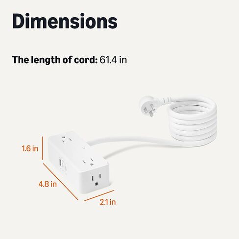 Amazon Basics Power Strip with 4 AC Outlets, 20W USB C Fast Charging, 2 USB C, 1 USB A Port, 5 ft Extension Cord, Home, Office, Travel, TUV Listed in Saudi Arabia