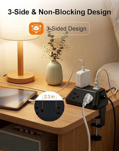 Desk Clamp Power Strip, Surge Protector with 6 AC Outlets and 4 USB Ports, Desk Mount Charging Station, Fit 1.97in Tabletop Edge Thick, 6FT Extension Cord, for Home Office Gaming Accessories in Saudi Arabia